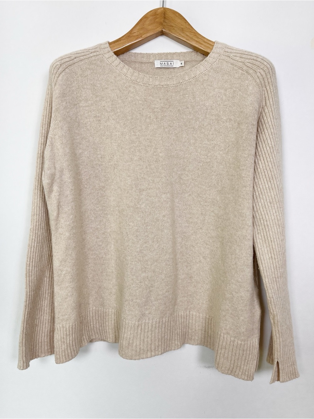Masai Copenhagen Women’s Cream Cotton Wool Blend Crewneck Sweater Size Medium